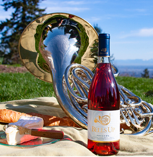 French horn and wine