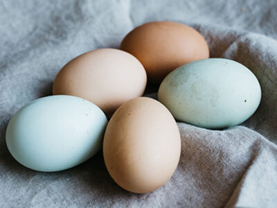 farm eggs in linen