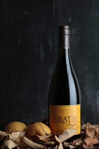 bottle of wine with leaves