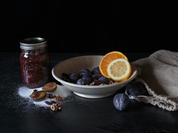 plums oranges and nuts